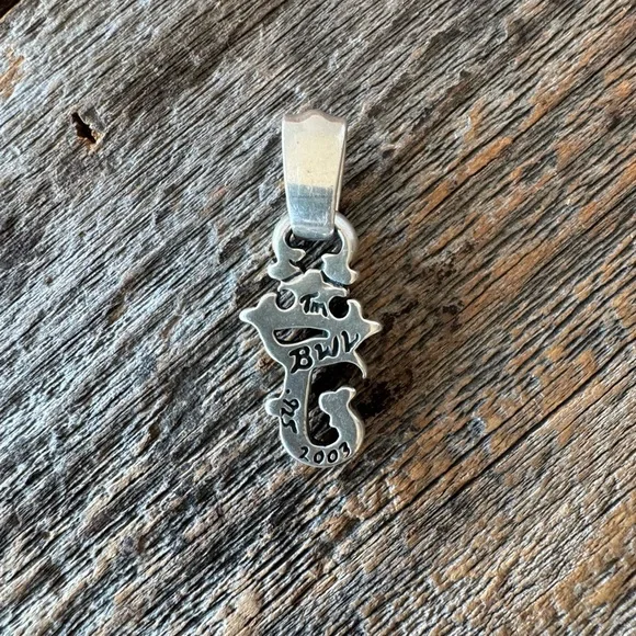 Bill Wall Leather Initial Crown Pendant: Letter "J" - Picture 3 of 6